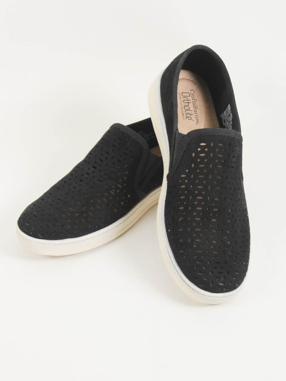 Croft & Barrow Tracey Ortholite Black Perforated Slip On Shoes 9